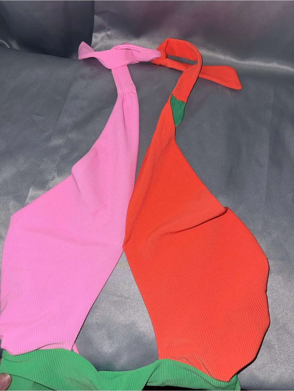 Beach Riot Ribbed Colorblock One-Piece in Green, Pink & Orange - Picture 4 of 7